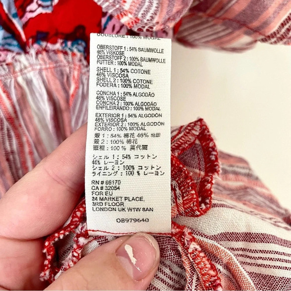 Free People Under the  Sun Tunic Top Red Rome - Picture 12 of 13